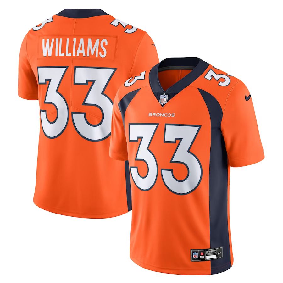 Men Denver Broncos #33 Javonte Williams Nike Orange Vapor Untouchable Limited NFL Jersey